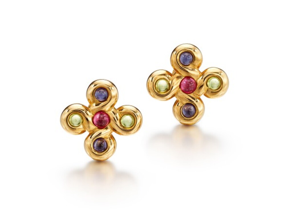 View full screen - View 1 of Lot 1604. Pair of Gold and Gem Set Ear Clips | 香奈兒 | K金 配 寶石 耳環一對.