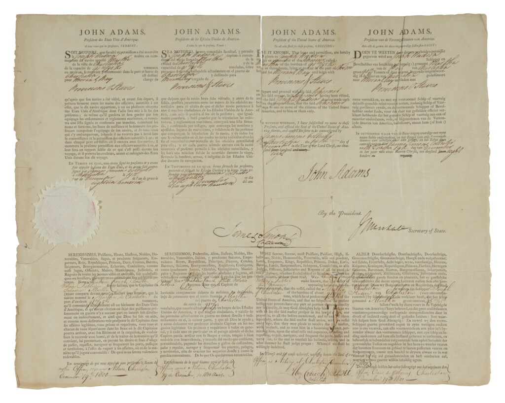 View full screen - View 1 of Lot 48. Adams, John | Signed by Adams as president.