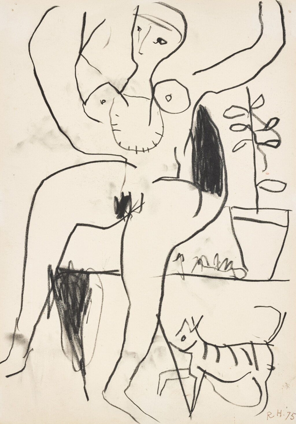 View full screen - View 1 of Lot 323. Seated Woman with Cat.