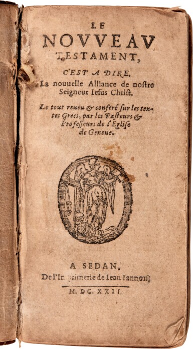 View full screen - View 1 of Lot 112. Bible, New Testament, Sedan, 1622-1623, miniature format, contemporary vellum.