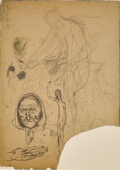 View full screen - View 1 of Lot 31. Tête de vieille femme et personnages .