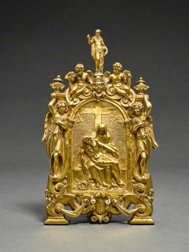 View full screen - View 1 of Lot 50. Italian, Venice, late 16th/ early 17th century | Pax with the Pietà surmounted by the Risen Christ.