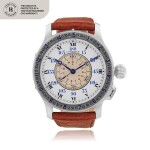 Lindbergh Hour Angle, Ref. 4365 Oversized stainless steel pilot's wristwatch with enamel dial and silver bezel Circa 1944 | 4365型號「Lindbergh Hour Angle」特大型精鋼飛行員腕錶配琺瑯錶盤及銀錶圈,年份約1944