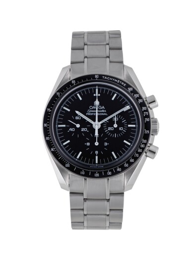 View full screen - View 1 of Lot 11. OMEGA | SPEEDMASTER, REF 35705000 STAINLESS STEEL CHRONOGRAPH WRISTWATCH WITH BRACELET CIRCA 2004.