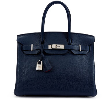 View full screen - View 1 of Lot 6094. Limited Edition Bleu Nuit Togo and Rose Pourpre Verso Birkin 30 Palladium Hardware, 2018.