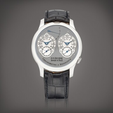 View full screen - View 1 of Lot 2177. Chronomètre à Résonance A platinum dual time zone wristwatch with power reserve indication, Circa 2007 | Chronomètre à Résonance 鉑金兩地時間腕錶,備動力儲備顯示,約2007年製.