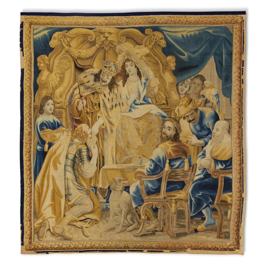 View full screen - View 1 of Lot 93. ‘The Mock Petition’, A Flemish Classical Tapestry, Brussels, from The Story of Theodosius the Younger, workshop of Daniel Eggermans or Jean Le Clerc circa 1660.
