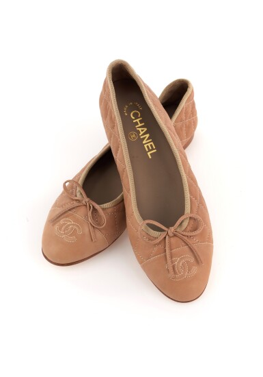 View full screen - View 1 of Lot 70. PAIR OF LEATHER QUILTED FLATS, CHANEL.