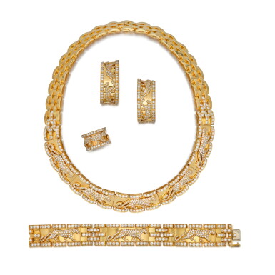 View full screen - View 1 of Lot 16. Suite of Gold and Diamond 'Mahango Panthère' Jewels, France.