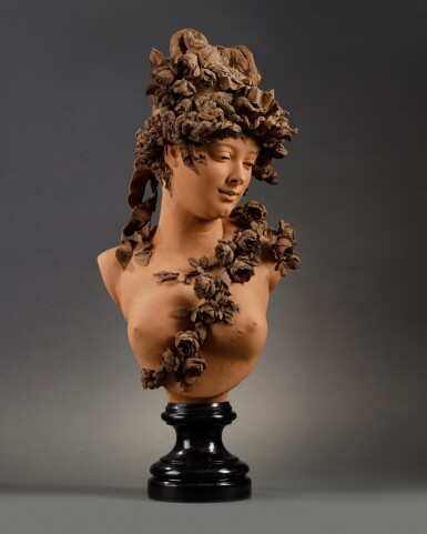 View full screen - View 1 of Lot 11. Buste de femme à la guirland de roses (Bust of a woman wearing a garland of roses).