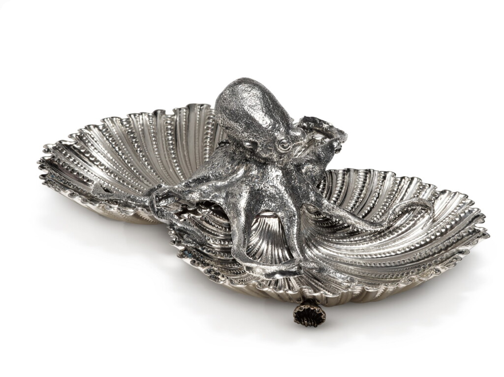 View full screen - View 1 of Lot 54. An Italian Silver Octopus Dish, Buccellati, Milan, Modern.