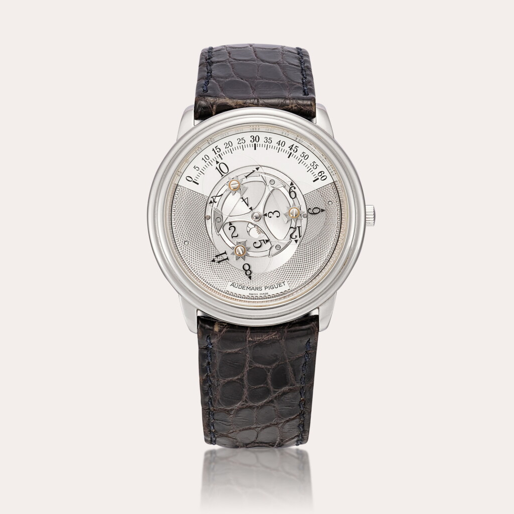 View full screen - View 1 of Lot 2218. Star Wheel, Reference 25720 | A platinum semi-skeletonised wristwatch with wandering hours display, Circa 1993.