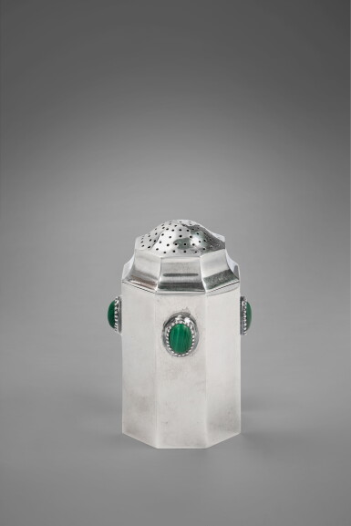 View full screen - View 1 of Lot 418. An Austrian Silver Sugar Caster, Designed by Josef Hoffmann for the Wiener Werkstätte, Vienna, Circa 1910.