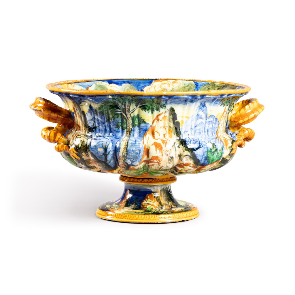 View full screen - View 1 of Lot 172. An Urbino istoriato two-handled circular cistern raised on a spreading circular foot, workshop of Orazio Fontana, circa 1565-1571.