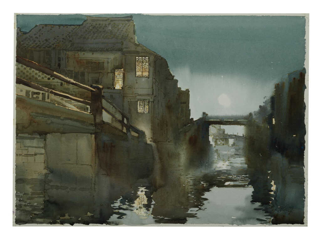 View full screen - View 1 of Lot 74. ONG KIM SENG | CHINESE VILLAGE BY RIVER.