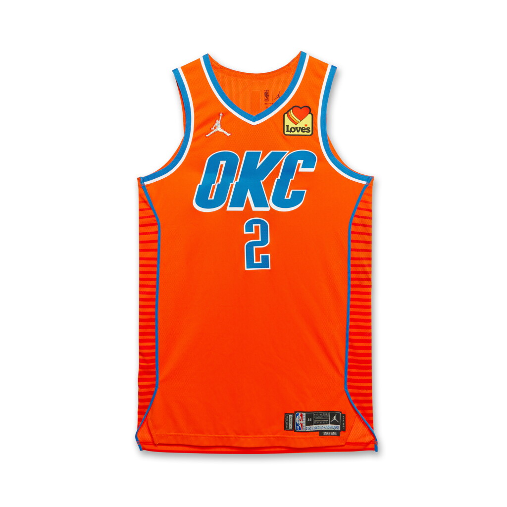 View full screen - View 1 of Lot 48. Shai Gilgeous-Alexander Oklahoma City Thunder 2021-2022 Game Worn Association Edition Jersey.