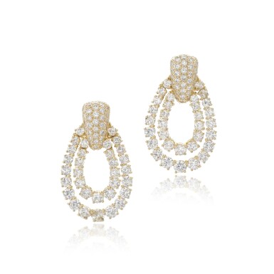 View full screen - View 1 of Lot 825. Pair of diamond ear clips.