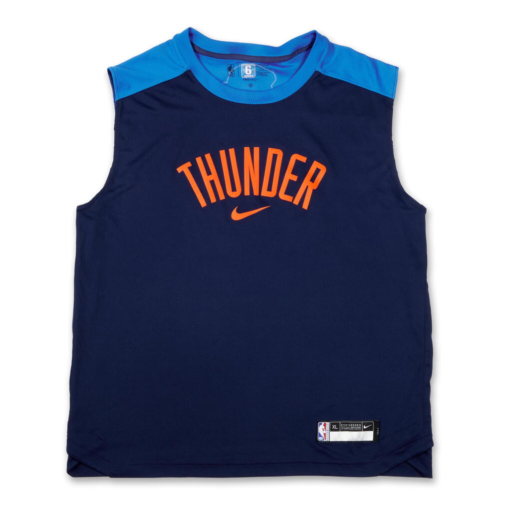 View full screen - View 1 of Lot 50. Jaylin Williams Oklahoma City Thunder 2025 NBA Finals Game Issued Warmup Top | ‘Championship Run’.