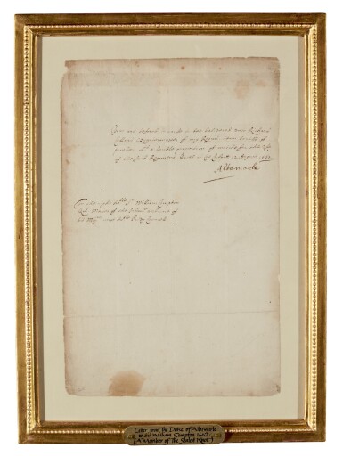 View full screen - View 1 of Lot 54. MONCK | two letters signed, 1659-62.