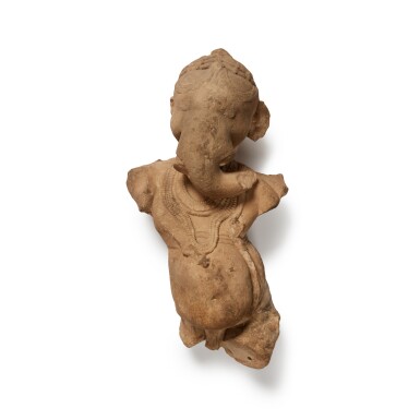 View full screen - View 1 of Lot 44. A buff-coloured sandstone fragmentary figure of Ganesha, India, 10th-11th century.