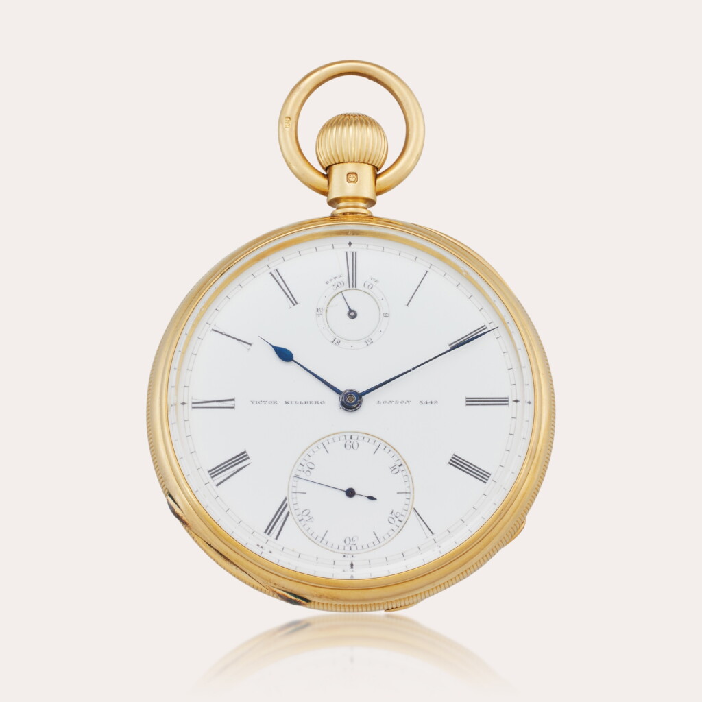 全螢幕檢視 - 查看432A yellow gold open-faced watch with up-and-down indication, No. 3449, Circa 1876的1