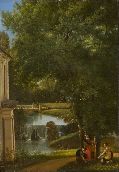 View full screen - View 1 of Lot 688. Ermenonville, view of the Parc Jean-Jacques Rousseau.