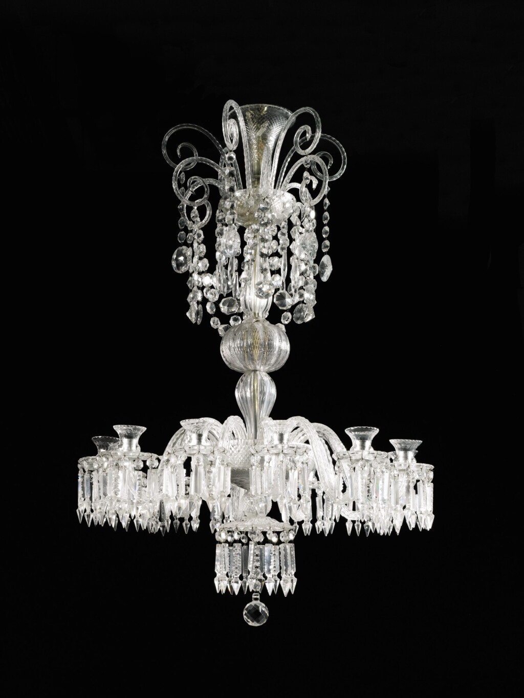 View full screen - View 1 of Lot 70. A Georgian style twelve-light cut-glass chandelier.