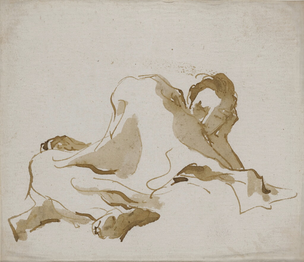 View full screen - View 1 of Lot 212. A reclining figure, seen from below.