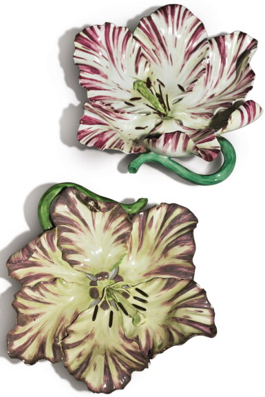 View full screen - View 1 of Lot 147. A PAIR OF FRANKENTHAL TULIP-FORM PIERCED DISHES, CIRCA 1770.