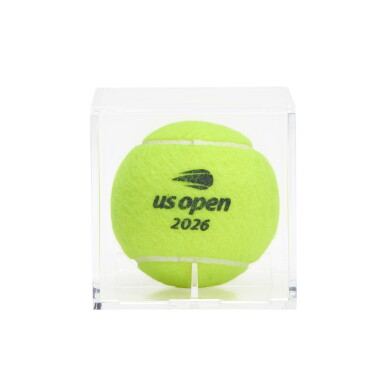 View full screen - View of Roger Federer v. Andy Roddick 2026 US Open 'Exhibition Singles' Match-Point Tennis Ball.