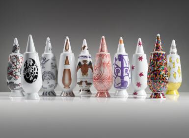 View full screen - View 1 of Lot 15. Collection of Ten "100% Make up" Vases with Lid .