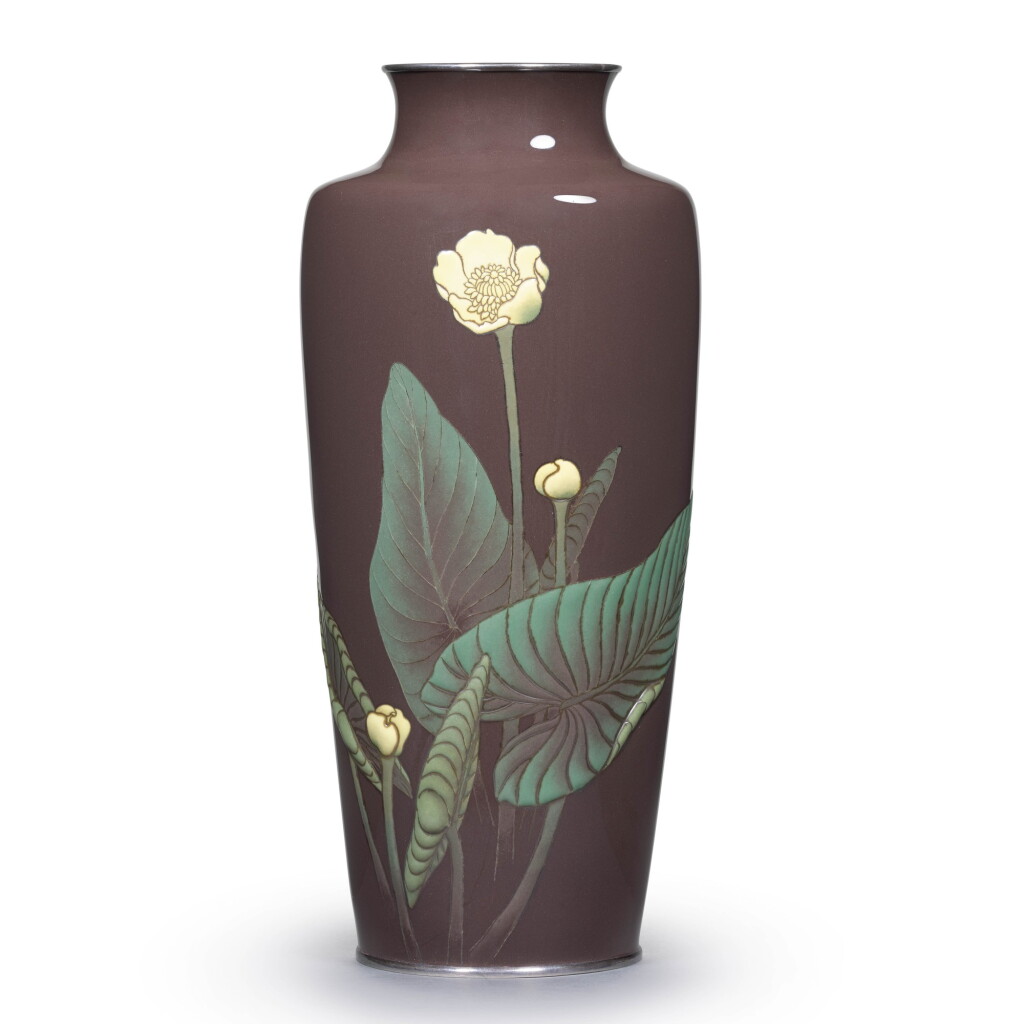 View full screen - View 1 of Lot 124. A CLOISONNÉ ENAMEL VASE ANDO STUDIO MARK, MEIJI PERIOD, LATE 19TH CENTURY.