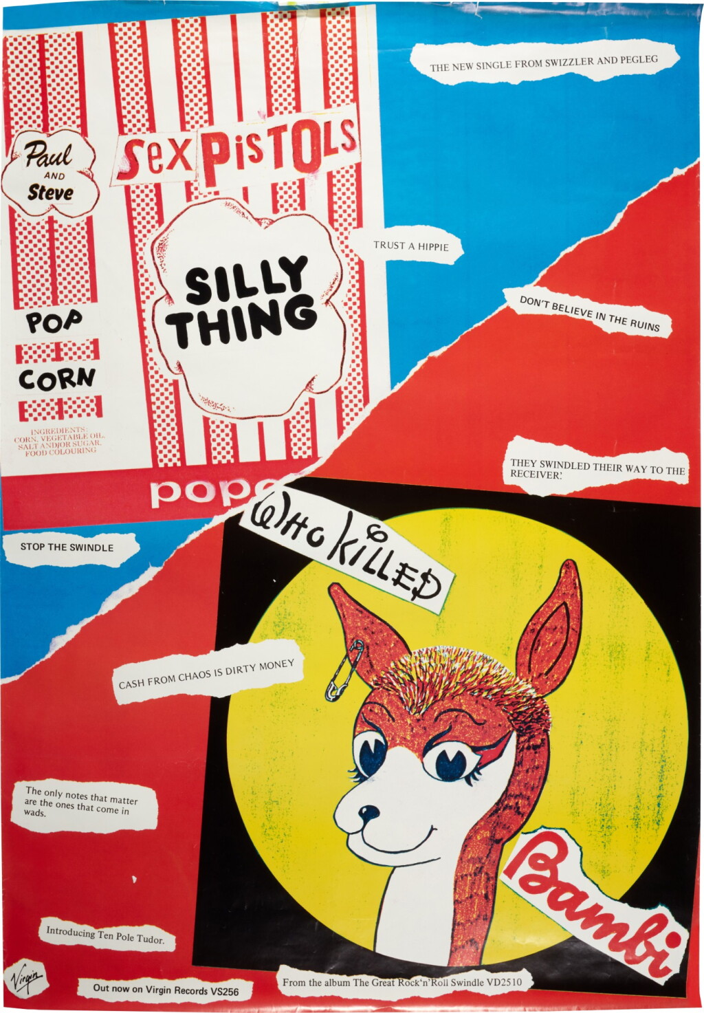 View full screen - View 1 of Lot 56. Jamie Reid | Silly Thing/Who Killed Bambi, promotional poster, 30 March 1979.