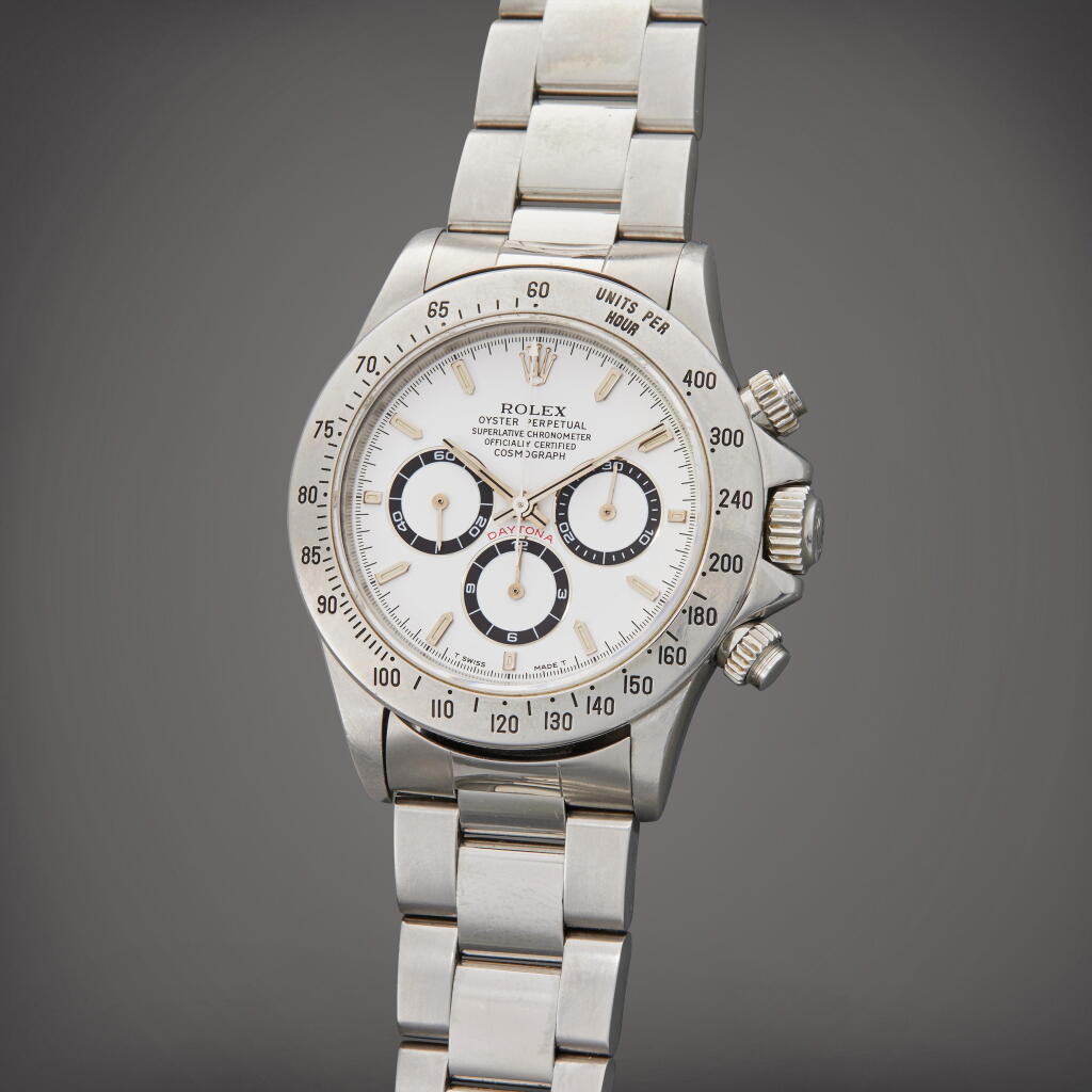 View full screen - View 1 of Lot 27. Reference 16520 'Zenith' Daytona | A stainless steel automatic chronograph wristwatch with bracelet, Circa 1993.