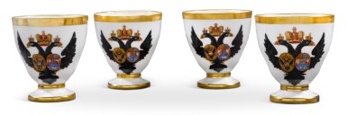 View full screen - View 1 of Lot 119. A set of four Berlin (K.P.M.) armorial cups (Cremetöpfchen) from the Grand Duke Pavel Petrovich service, circa 1778.