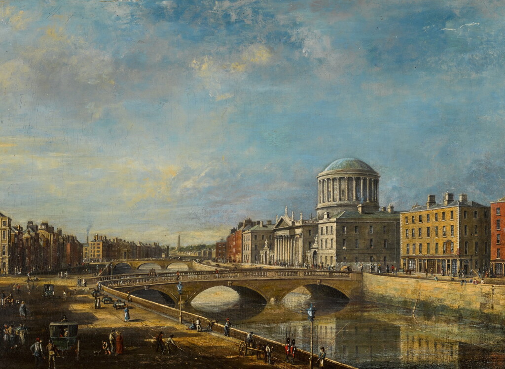 View full screen - View 1 of Lot 150. The Four Courts, Dublin, from the Quay; The Phoenix Park in the Distance.