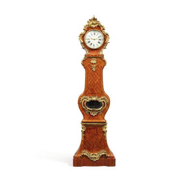 View full screen - View 1 of Lot 71. A Louis XV varnished-bronze mounted tulipwood and kingwood marquetry regulator, circa 1750.