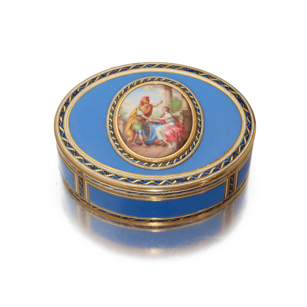 View full screen - View 1 of Lot 64. A Gold and Enamel Snuff Box, Les Frères Toussaint, Hanau, Circa 1785.