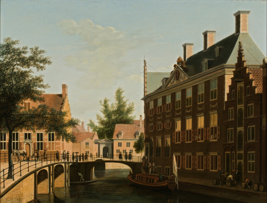 View full screen - View 1 of Lot 36. The Oudezijds Heerenlogement, on the confluence of the Grimburgwal and the Oudezijds Voorburgwal, Amsterdam | 《烏德齊耶茲・希倫胡辛旅館,格林伯格瓦爾運河與奧德澤茲・沃爾伯格瓦運河交匯處,阿姆斯特丹》.
