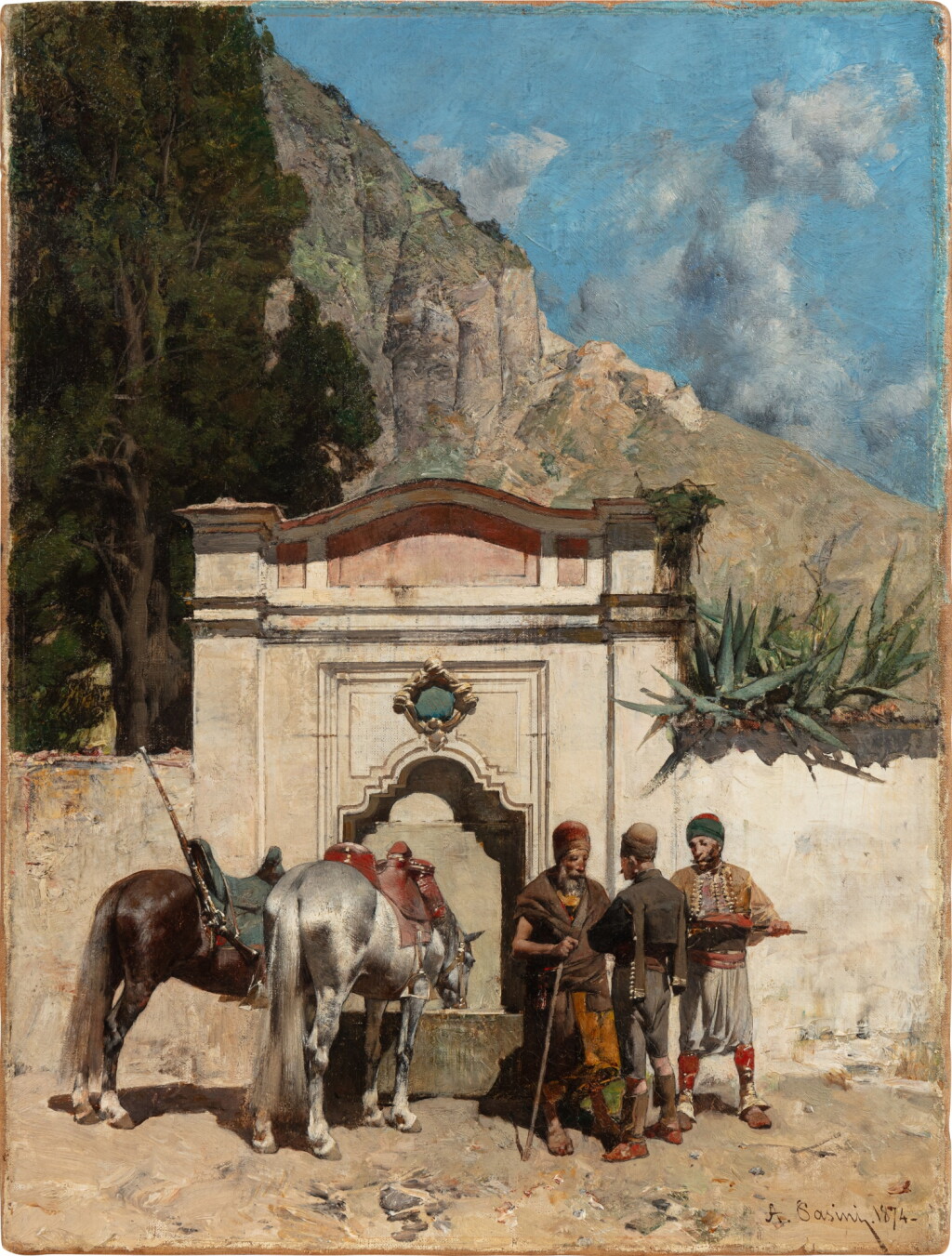 View full screen - View 1 of Lot 46. Watering the horses.