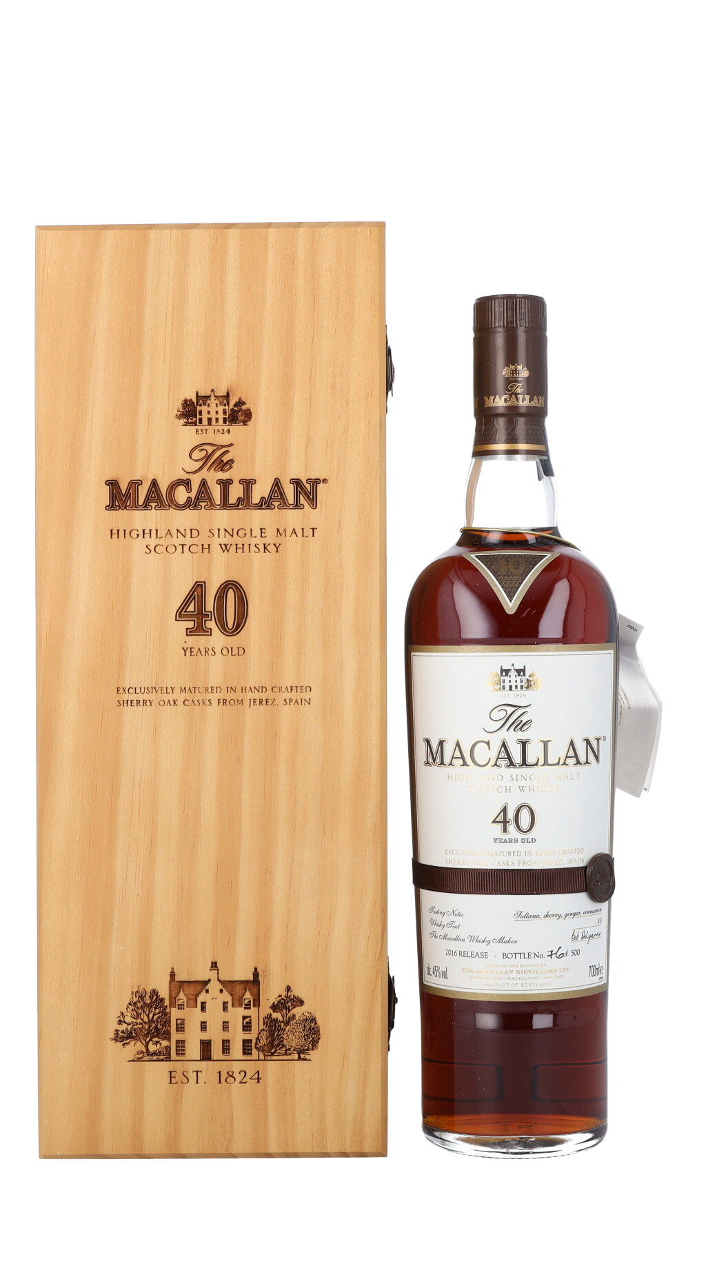 View full screen - View 1 of Lot 5015. The Macallan 40 Year Old 2016 Release 43.0 abv NV (1 BT70).