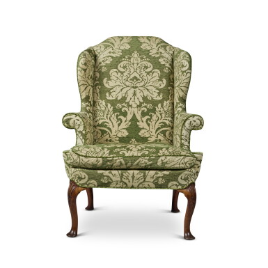 View full screen - View 1 of Lot 211. A George II Walnut Wing Armchair, Circa 1730.