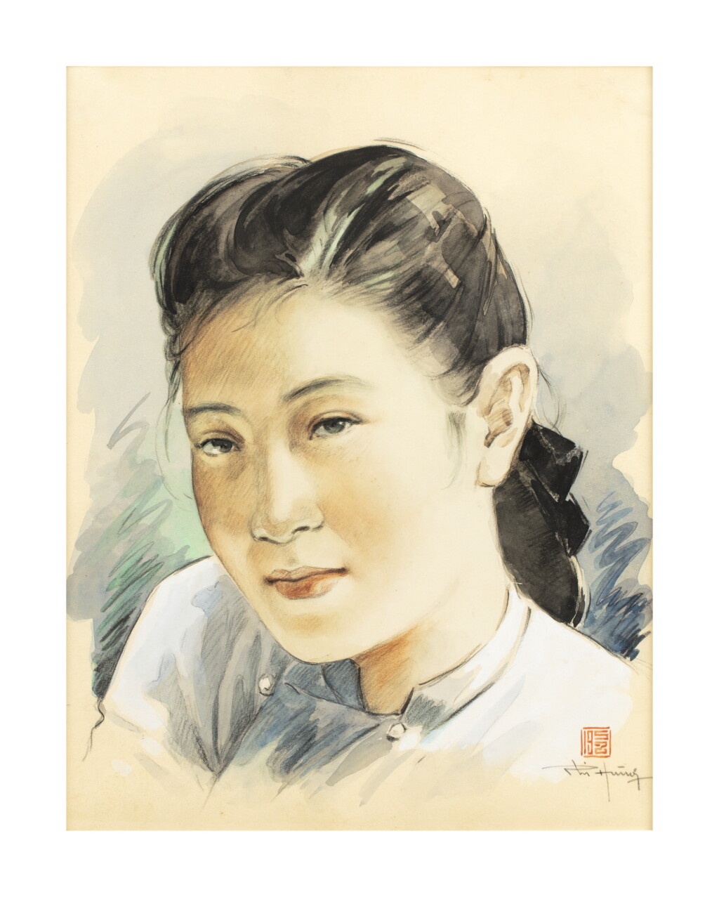View full screen - View 1 of Lot 3024. NGUYEN PHI HUNG | PORTRAIT OF AN ELEGANT LADY FROM HUE.