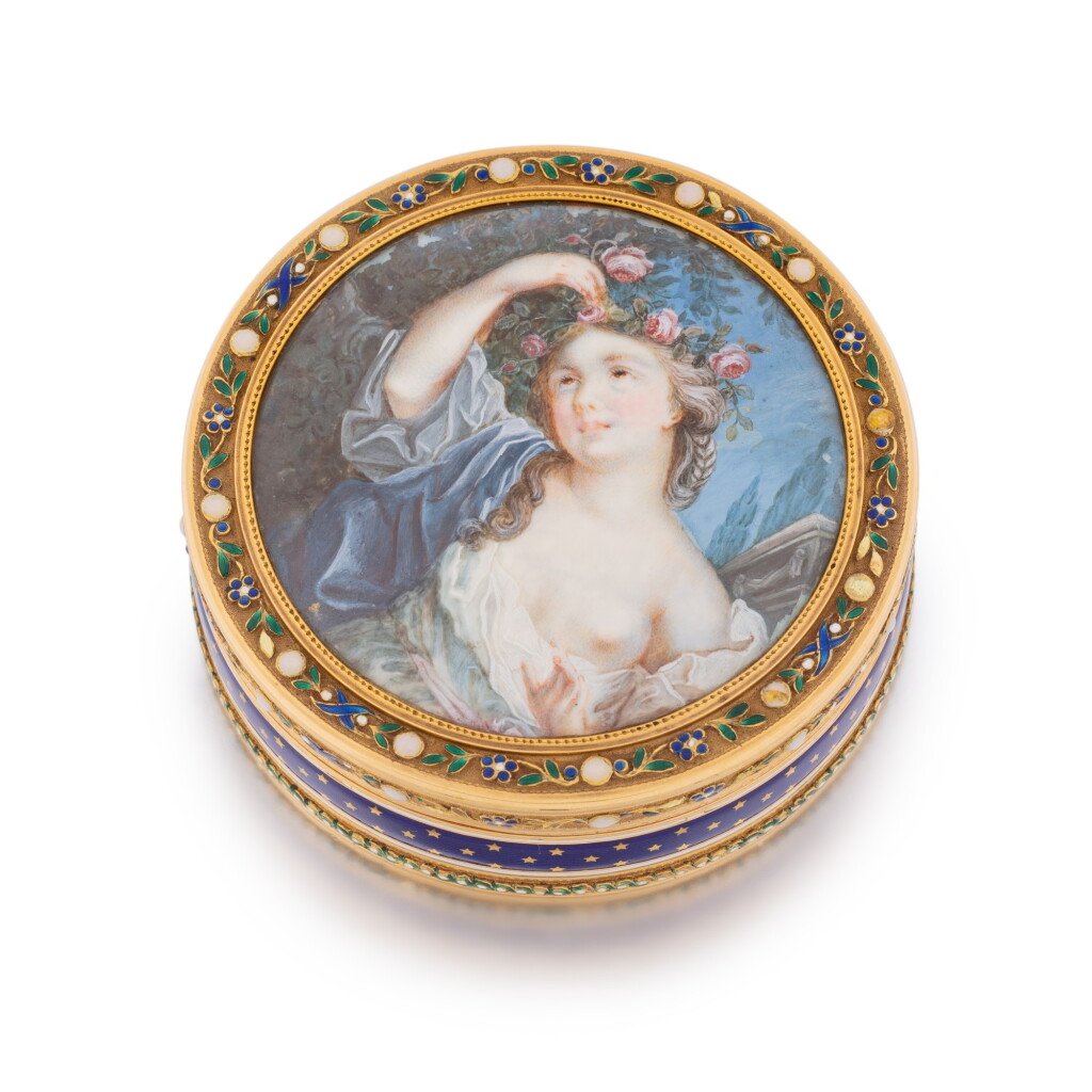 View full screen - View 1 of Lot 1189. A gold, ivory and enamel boîte-à-miniature, Paris, 1784.