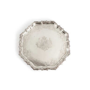 View full screen - View 1 of Lot 178. A Large and Heavy George II Silver Salver, James Shruder, London, 1741.