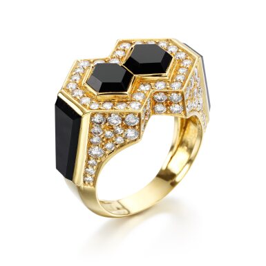 View full screen - View 1 of Lot 32. An onyx and diamond ring, Cartier, London, 1975.