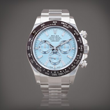 View full screen - View 1 of Lot 366. Daytona, reference 116506 Montre bracelet chronographe en platine avec index diamant | Platinum chronograph wristwatch with diamond indexes and bracelet Vers 2023 | Circa 2023.