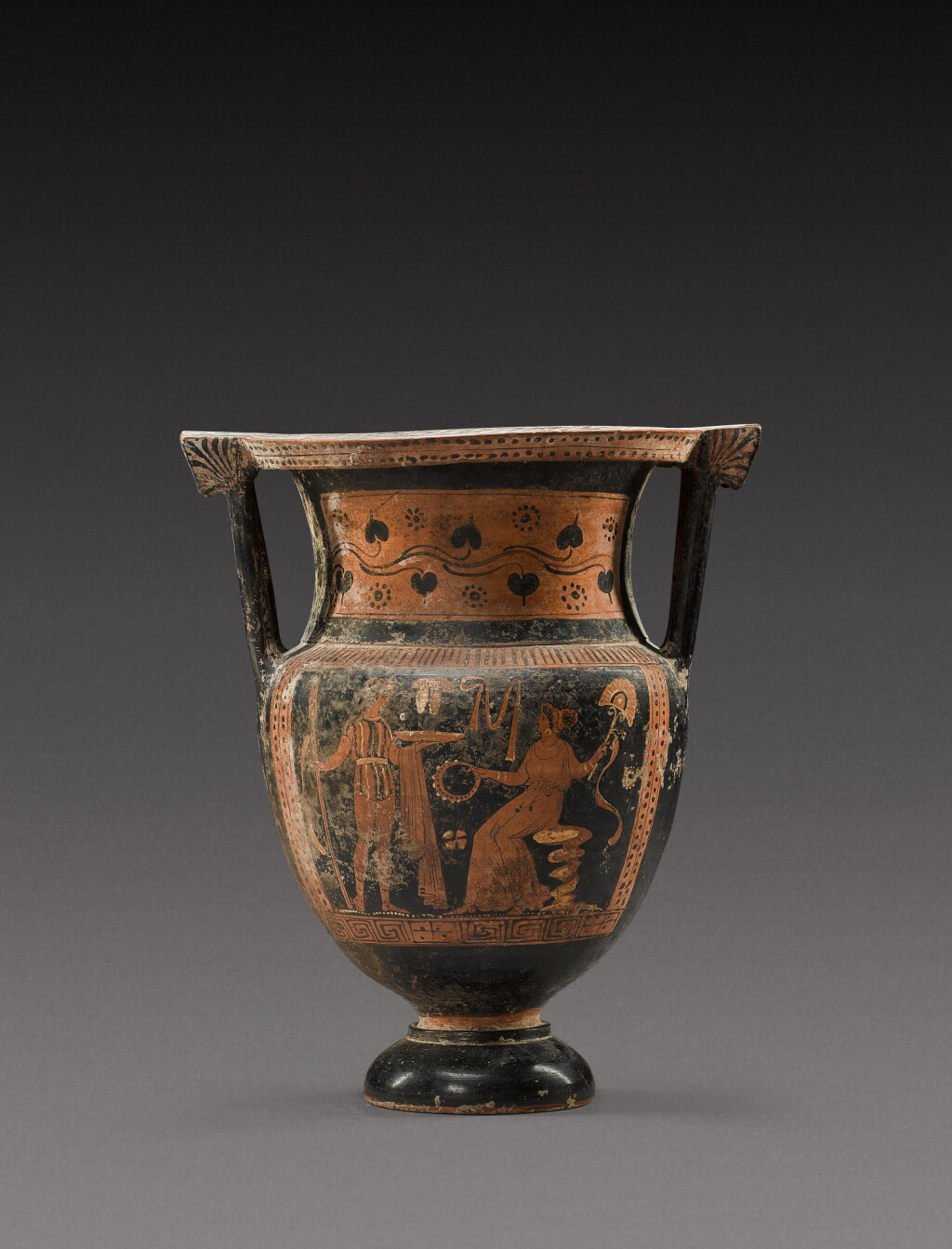 View full screen - View 1 of Lot 19. An Apulian Red-figured Column Krater, circa 350-330 B.C..
