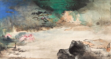 View full screen - View 1 of Lot 9032. 張大千 春水泛舟︳Zhang Daqian, Boating in Spring River.