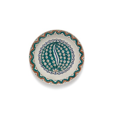 View full screen - View 1 of Lot 212. An Iznik polychrome pottery dish, Turkey, circa 1580.